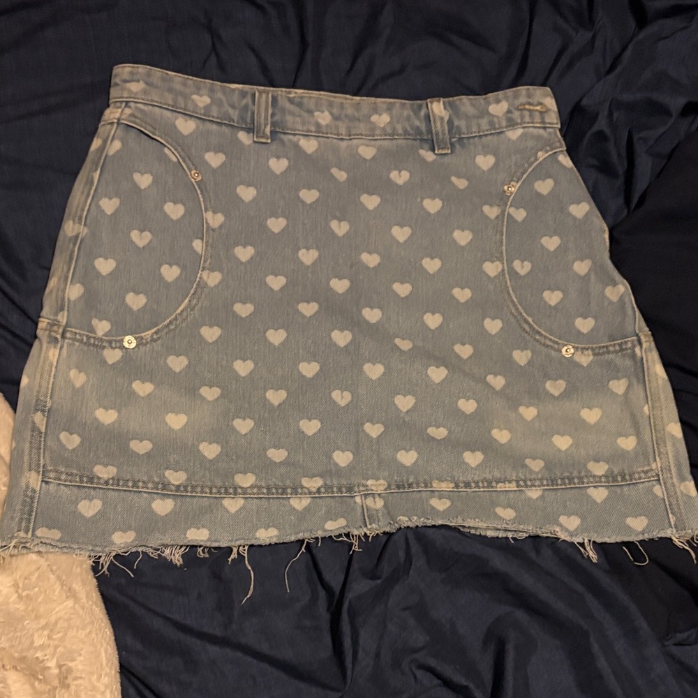 Diesel Light Blue Heart Print Mini Skirt